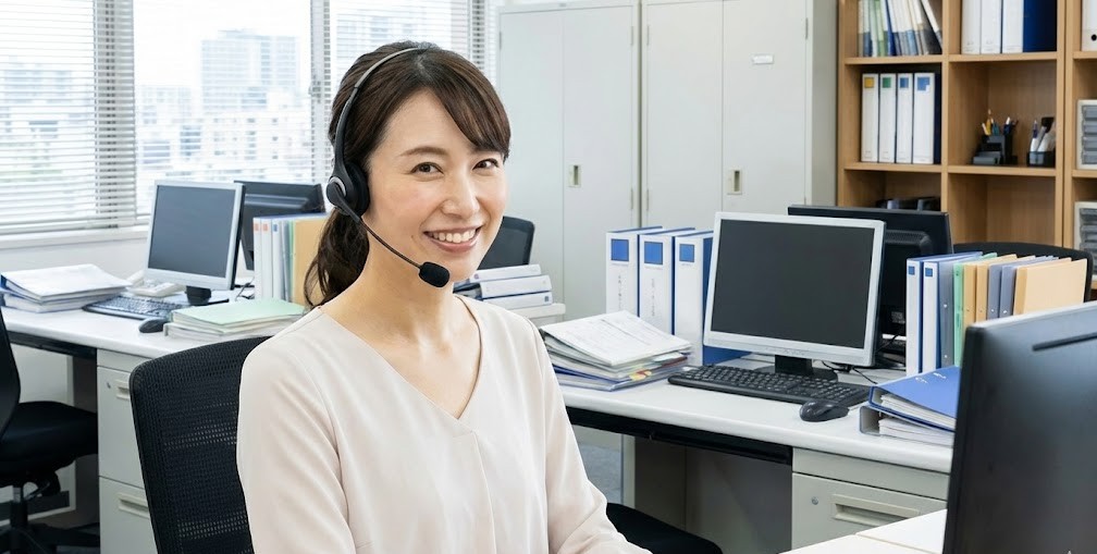 笑顔で電話対応するオペレーターのイメージ